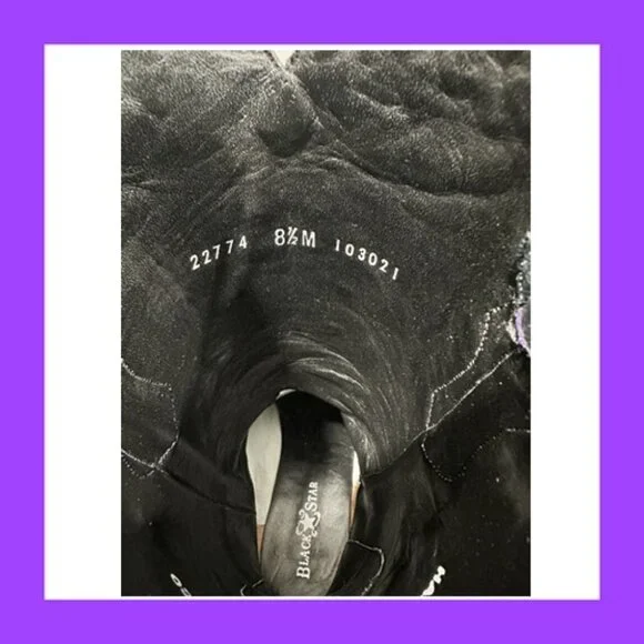 Black Star SWEETGRASS Women's Cowboy Boots in Black w Purple - Size 8.5 - Picture 10 of 13